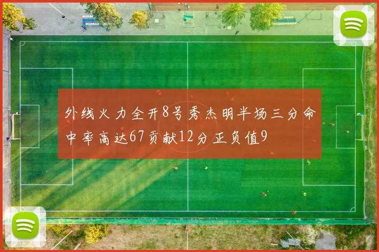 外线火力全开8号秀杰明半场三分命中率高达67贡献12分正负值9
